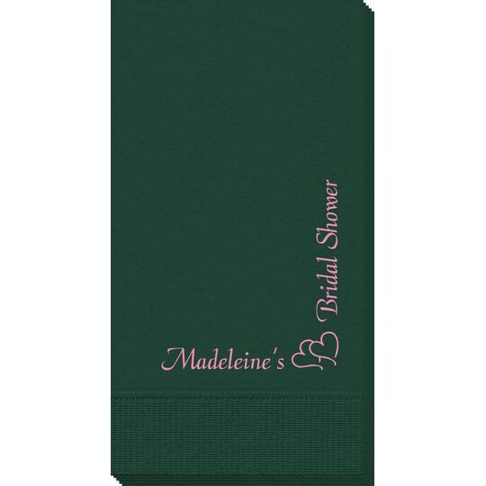 Corner Text with Graphic Double Hearts Guest Towels